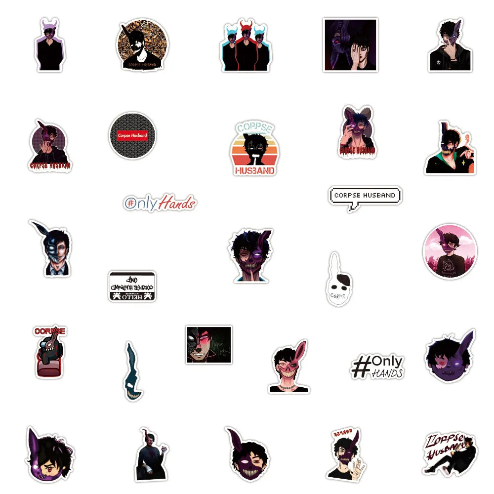 50PCS Horror Personality Graffiti Sticker Waterproof Luggage Laptop Scooter Refrigerator Water Cup Sticker