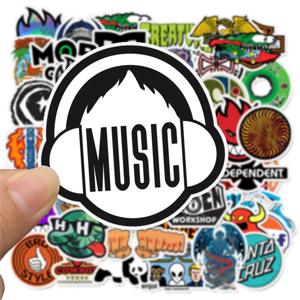 50PCS Fashion Cool Skateboard Graffiti Sticker Laptop Guitar Luggage Skateboard Bike Waterproof Toy Gift Sticker