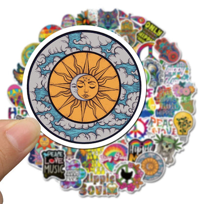 50PCS Hot Style Cartoon Hippie Hippie Graffiti Stickers Decorative Luggage Water Cup Waterproof Stickers