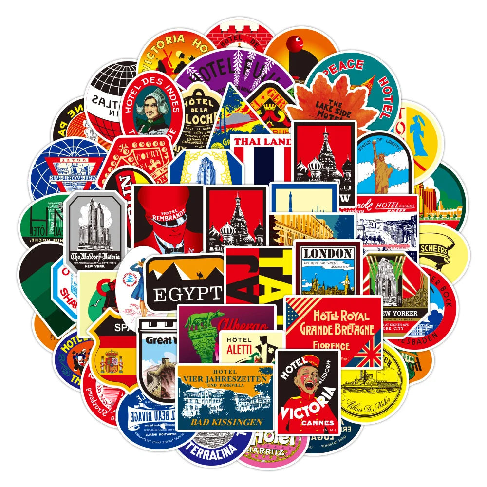50PCS Outdoor Travel Graffiti Sticker Waterproof Laptop Scooter Motorcycle Refrigerator Water Cup Sticker