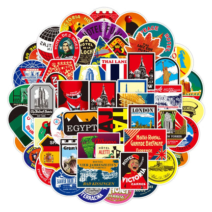 50PCS Outdoor Travel Graffiti Sticker Waterproof Laptop Scooter Motorcycle Refrigerator Water Cup Sticker