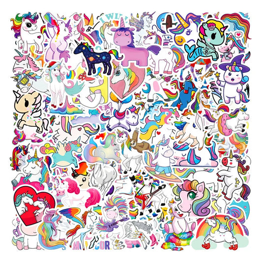 100PCS Cartoon Cute Unicorn Pony Stickers Luggage Suitcase Notebook Stickers Motorcycle Hand Account Stickers