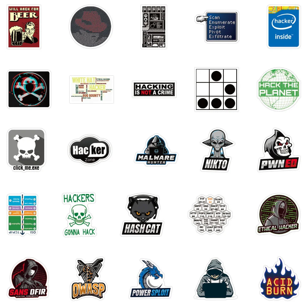50PCS Hacker Graffiti Sticker Thermos Cup Luggage Car Battery Car Phone Sticker