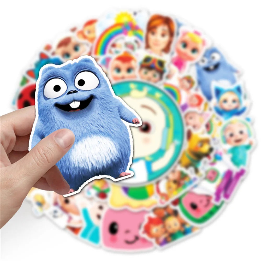 50PCS Cocomelon Cartoon Creative Trend Personalized Decoration Graffiti Waterproof Sticker Notebook Refrigerator