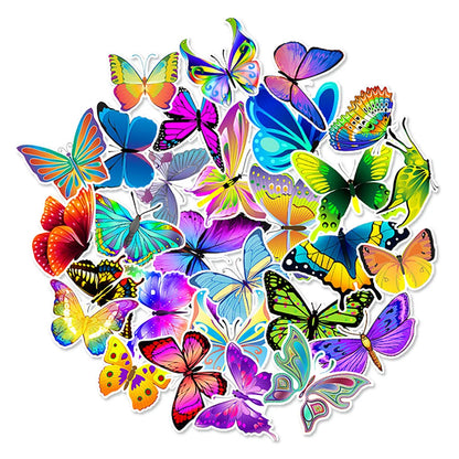 50PCS cartoon color symphony butterfly graffiti stickers, personalized DIY skateboard guitar graffiti diary suitcase decoration waterproof sticker toys
