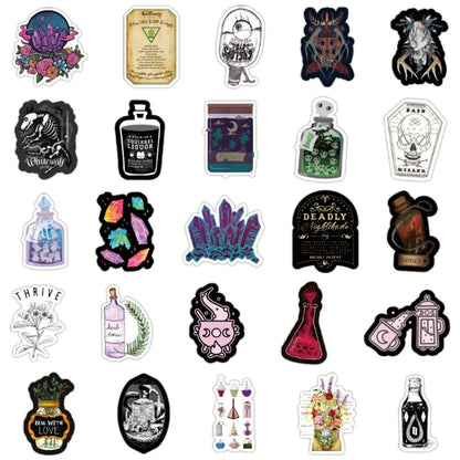 50PCS cartoon medicine horror Gothic decorative style graffiti stickers, personalized fashion and creative trend DIY exquisite decorative decal cups, helmets, skateboard popular sticker toys