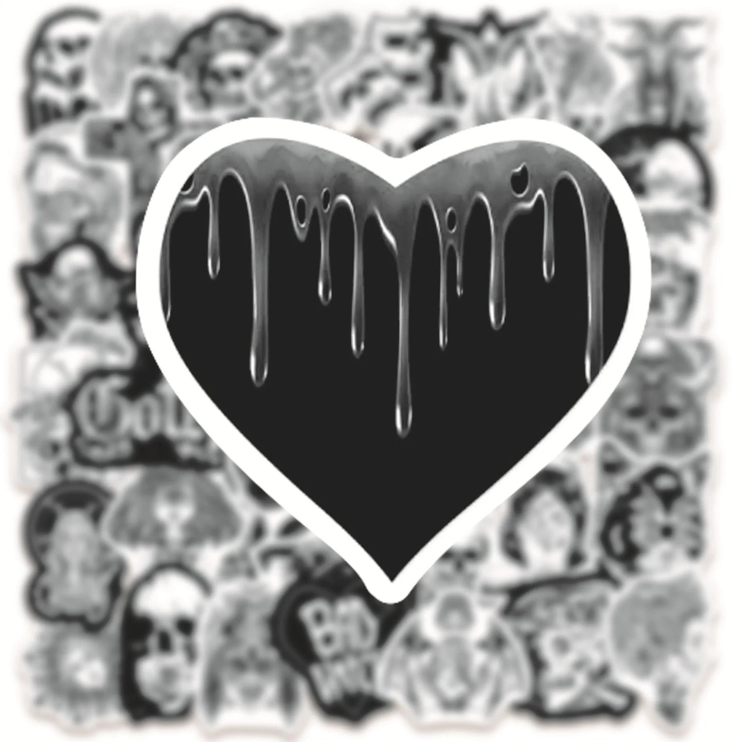 50PCS Black and White Punk Style Gothic Graffiti Sticker Horror Pvc Waterproof Car Notebook Trolley Case Sticker
