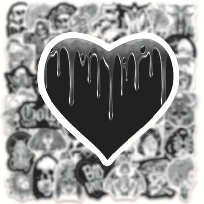 50PCS Black and White Punk Style Gothic Graffiti Sticker Horror Pvc Waterproof Car Notebook Trolley Case Sticker