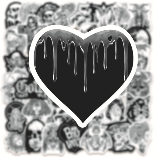 50PCS Black and White Punk Style Gothic Graffiti Sticker Horror Pvc Waterproof Car Notebook Trolley Case Sticker