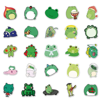 50PCS Frog Creative Cartoon Sticker Scooter Laptop Car Motorcycle Decorative Waterproof Sticker
