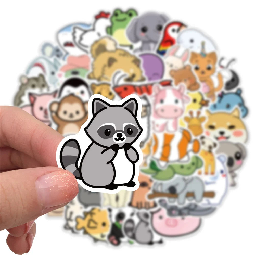 50PCS Cartoon Natural Animal Collection Waterproof Sticker Trunk Refrigerator Car iPad Stationery Box Decoration