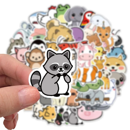 50PCS Cartoon Natural Animal Collection Waterproof Sticker Trunk Refrigerator Car iPad Stationery Box Decoration