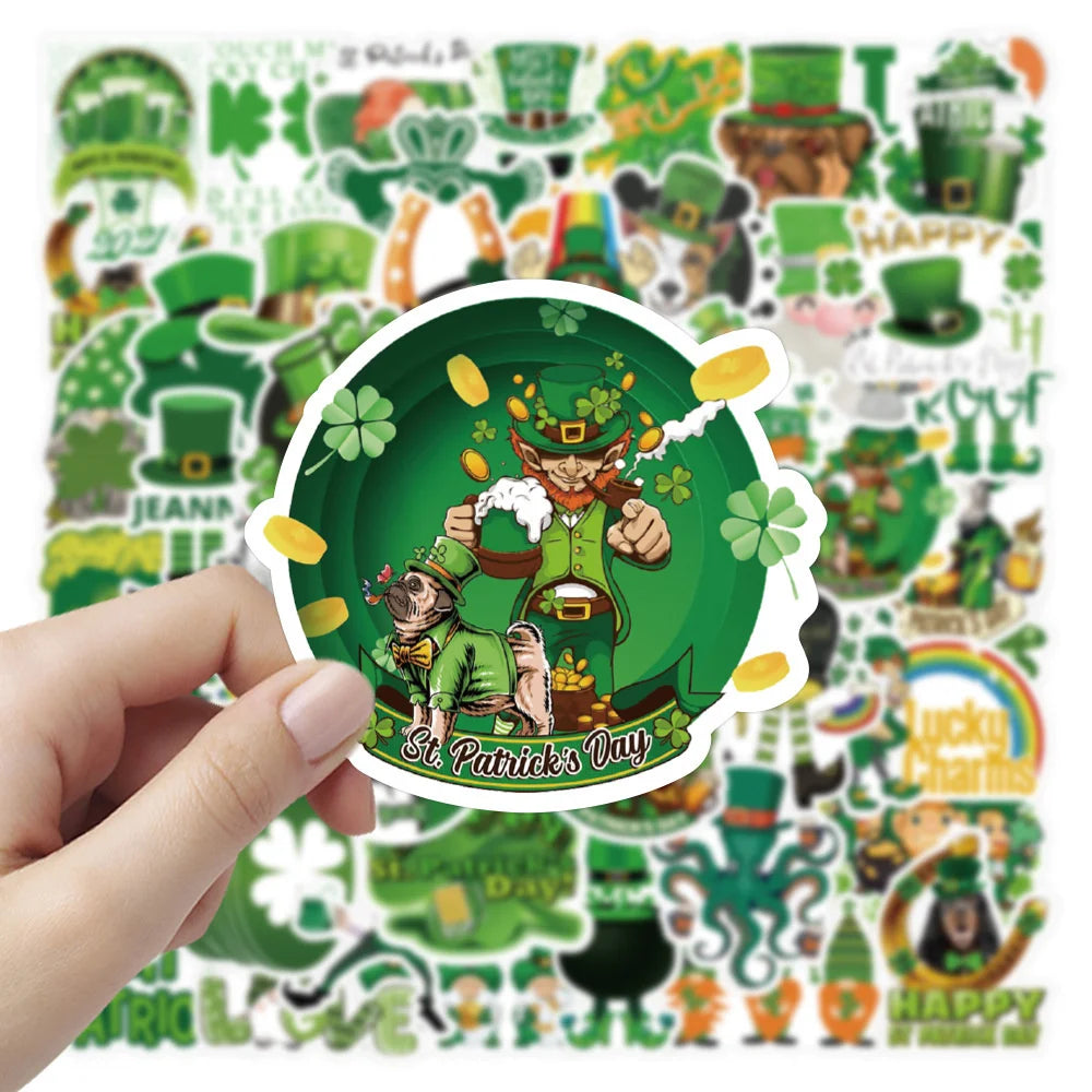 100PCS Irish Festival Waterproof Graffiti Sticker Computer Luggage Phone Case Water Cup Guitar Helmet Refrigerator