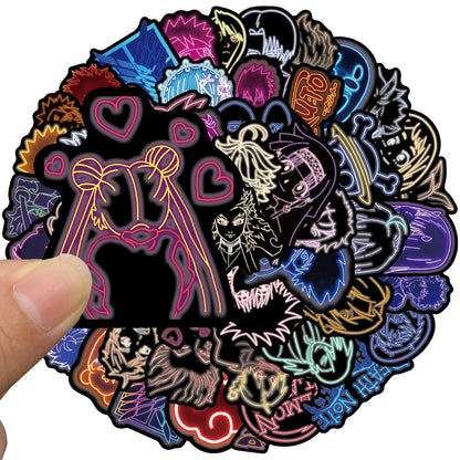 50PCS Cartoon Neon Series Anime Stickers Graffiti Stickers Helmet Laptop Guitar Skate Bike Gift Toy PVC Sticker