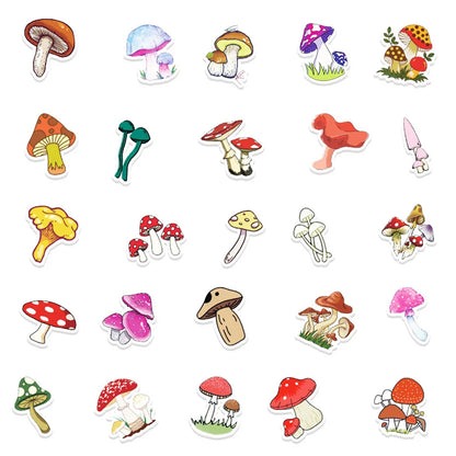 50PCS Cartoon Ins Wind Mushroom Diy Creative Sticker Luggage Laptop Mobile Phone Decoration Sticker