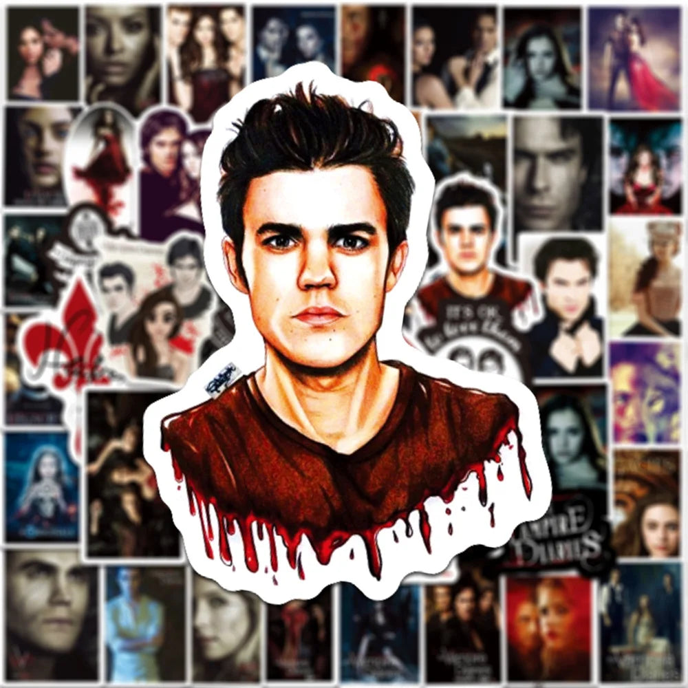 50PCS American TV Series The Vampire Diaries Graffiti Sticker Notebook Water Cup Waterproof Decorative Sticker