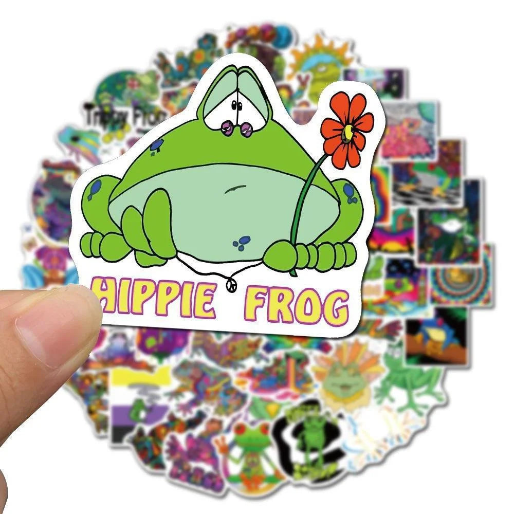 50PCS Psychedelic Aesthetics Cartoon Frog Stickers Toy Luggage Mobile Phone Decoration Graffiti Stickers