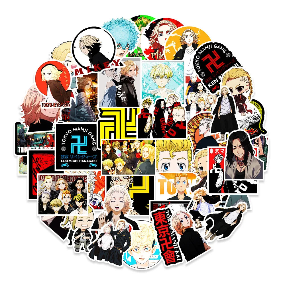 50PCS cartoon and anime Tokyo Revengers graffiti stickers, personalized decorative skateboard suitcases, mobile phones, laptops, waterproof stickers, toys