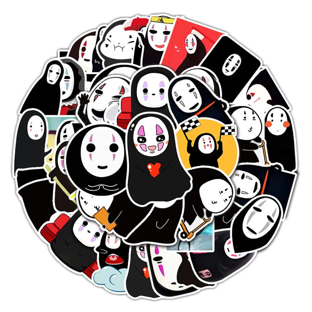 50PCS Cartoon Faceless Man Chihiro Personalized Decoration Graffiti Waterproof Sticker Suitcase Notebook WaterCup