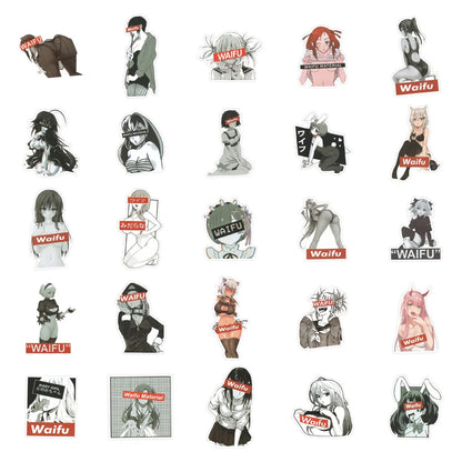 50PCS Anime Waifu Girl Cartoon Stickers Mobile Phone Stickers Laptop Stickers Luggage Stickers