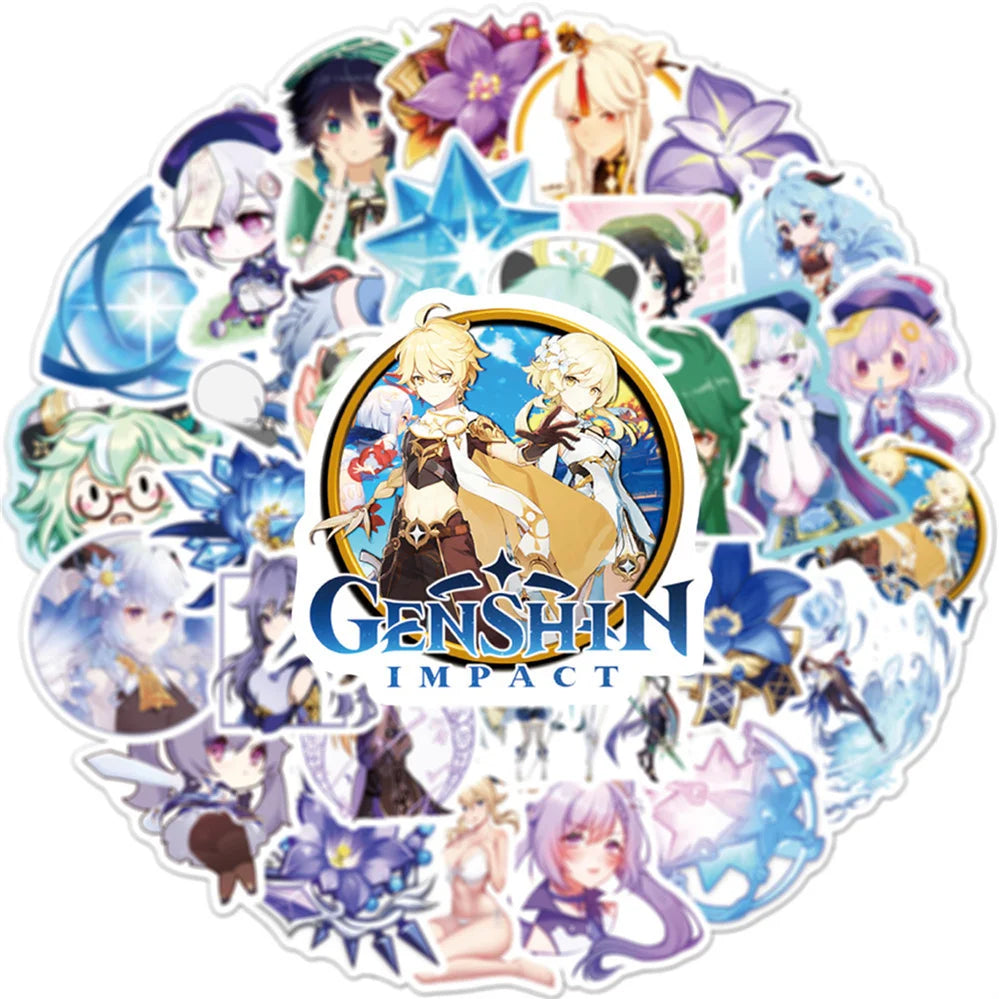 50 pieces of cartoon, anime and game spirit graffiti stickers, personalized DIY bags, guitars, cars, computers, PVC waterproof decorative stickers, toys