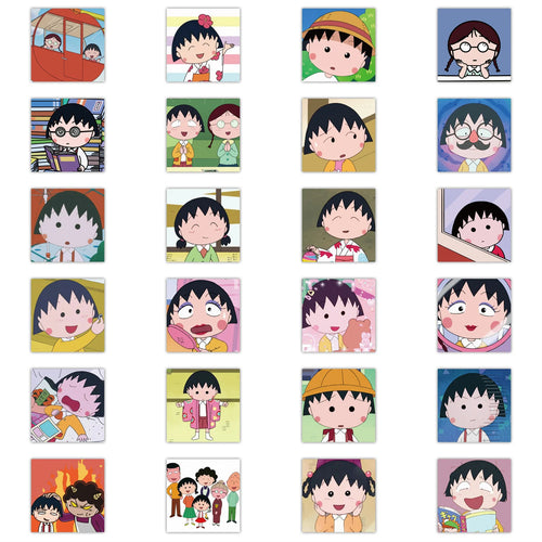48PCS Animation Cherry Cartoon Maruko Graffiti Sticker Suitcase Laptop Helmet Guitar Skateboard Decoration Toy Wholesale