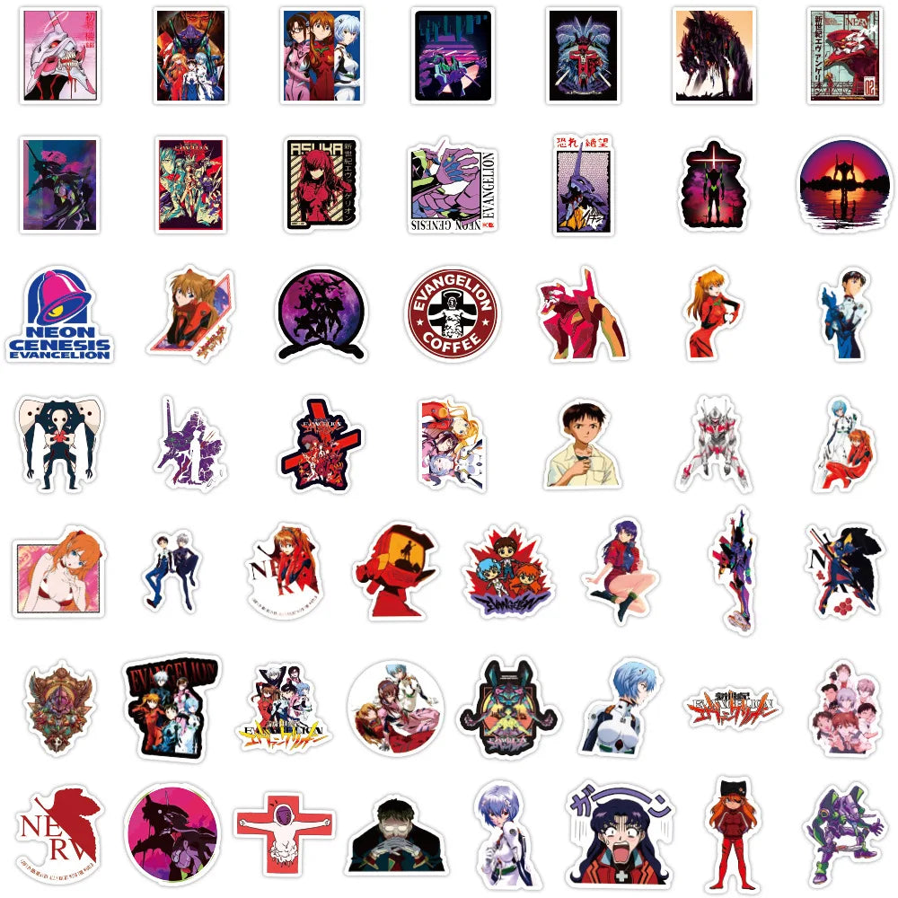 50pcs  Japanese Anime EVANGELION Stickers for Notebook Computer  Children's Wholesale of Toy Stickers