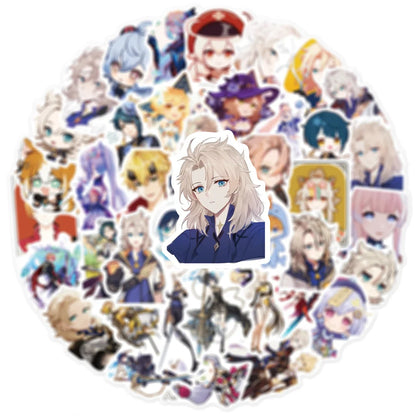 50 PCS Genshin Impact Cartoon Game Sticker Suitable for Laptop Skateboard Suitcase Mobile Phone Shell Sticker
