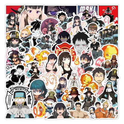 50PCS Flame Fire Brigade Graffiti Sticker Waterproof Luggage Laptop Scooter Refrigerator Water Cup Sticker