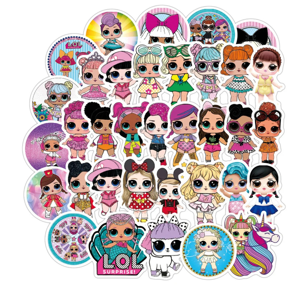 50PCS Cartoon Doll Graffiti Sticker Gift Skateboard Stationery Car Waterproof Children Stationery Sticker