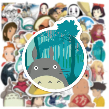 50PCS Hayao Miyazaki Anime Graffiti Waterproof Helmet Laptop Luggage Bike Skateboard Cartoon Cute PVC Sticker