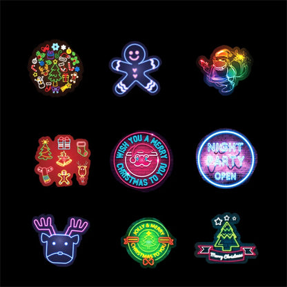 50PCS Christmas Neon Series Sticker Notebook Trolley Case Decoration Bicycle Scooter PVC Graffiti Gift Toy Sticker
