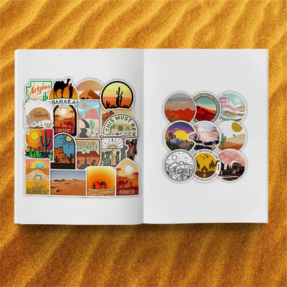 50PCS Desert Series Sticker Camping Camel Cactus Luggage Decoration Sticker