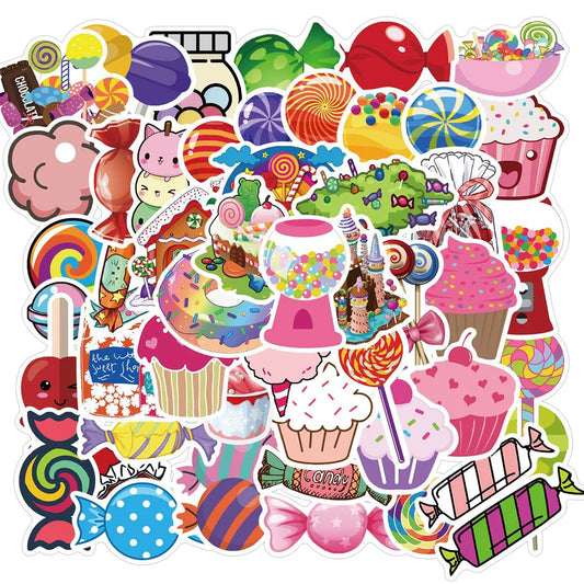 50PCS Color Candy Graffiti Stickers Cute Waterproof Laptop Phone Case Car Decoration Stickers