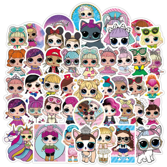 50PCS Cartoon Doll Graffiti Sticker Gift Skateboard Stationery Car Waterproof Children Stationery Sticker