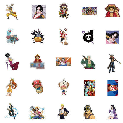 50PCS Anime Pirate Mania Action Graffiti Sticker Computer Luggage Skateboard Waterproof Removable Sticker