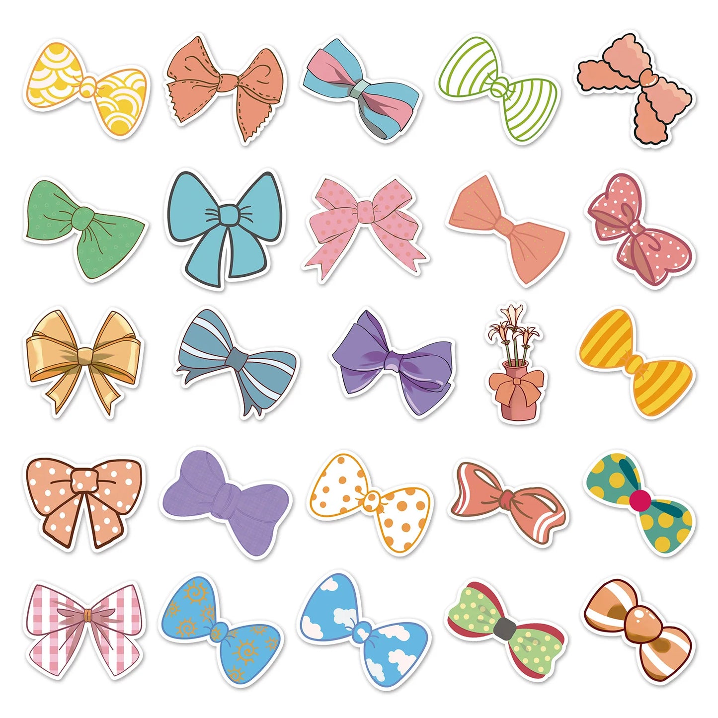 50PCS Bow Tie Cartoon Little Fresh Girl Heart Graffiti Waterproof Sticker Suitcase Notebook Refrigerator WaterCup
