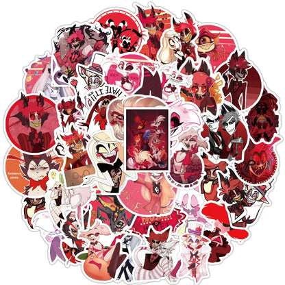 50PCS Animation Hell Hotel Graffiti Waterproof Sticker Suitcase Notebook Refrigerator Skateboard Helmet Water