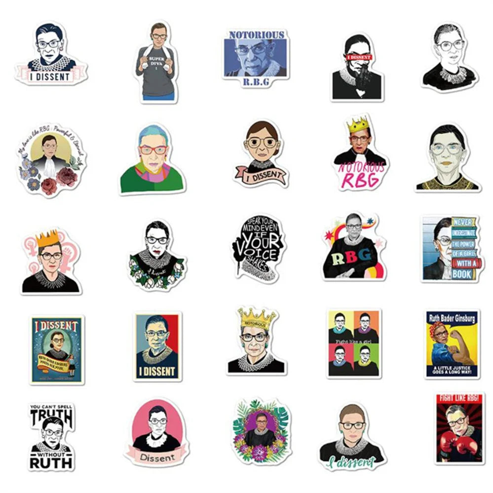50 pieces of cartoon female judge character graffiti stickers, personalized DIY trolley, mobile phone case, laptop, notebook, decorative waterproof sticker toys