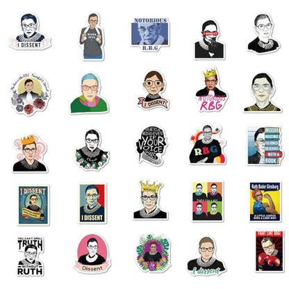 50 pieces of cartoon female judge character graffiti stickers, personalized DIY trolley, mobile phone case, laptop, notebook, decorative waterproof sticker toys