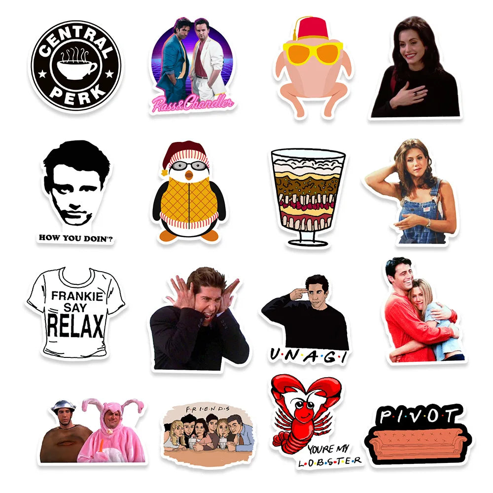 50PCS Friends Character Graffiti Waterproof Sticker Suitcase Notebook Refrigerator Skateboard StationeryBoxHelmet