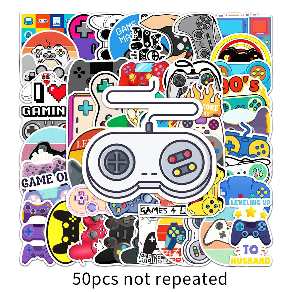 /50PCS Cartoon Gamepad Graffiti Children Stickers Luggage Mobile Phone Case Laptop Waterproof PVC Stickers