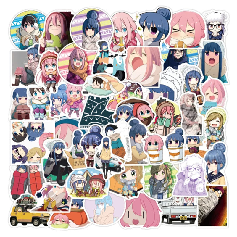 50PCS cartoon and anime character swing camping decorative style graffiti stickers, personalized, fashionable and creative trend DIY exquisite decorative decal cups, helmets, skateboard popular stickers