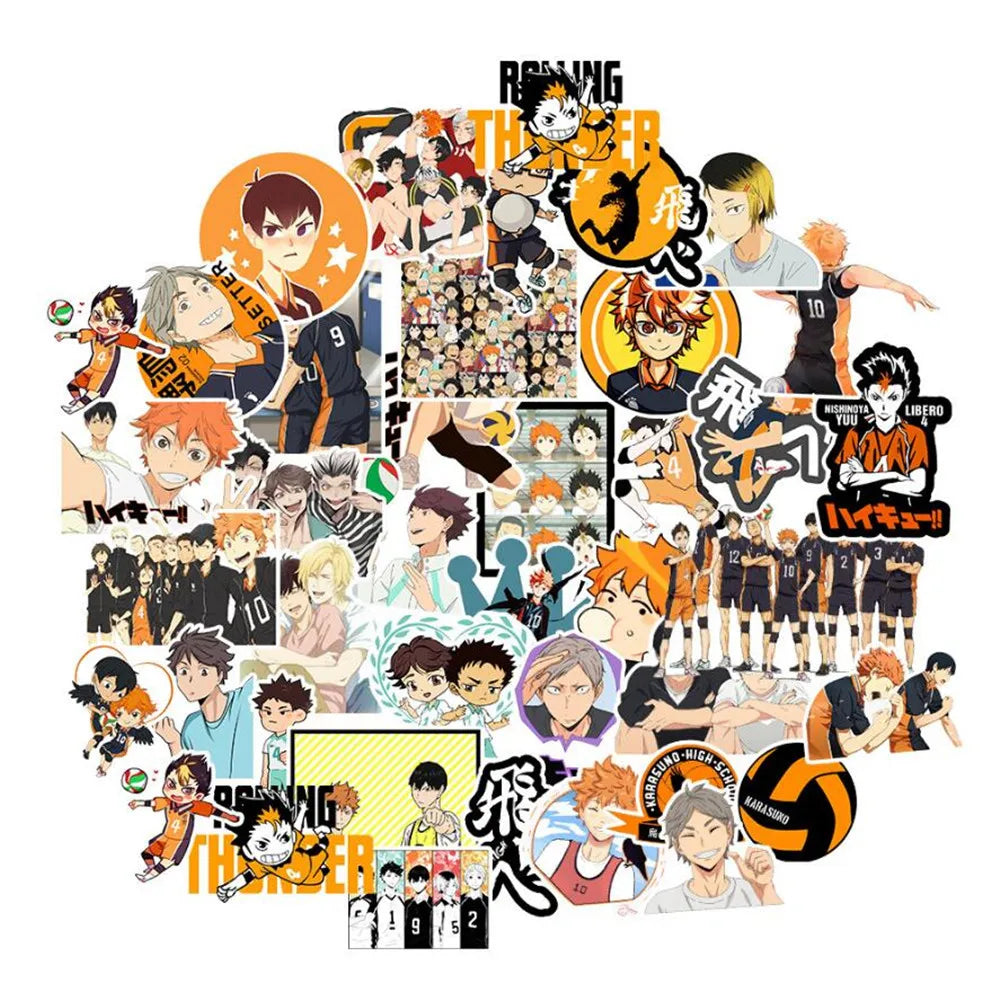 50 pieces of haiku from Japanese cartoon anime haikyuu!! Graffiti stickers, personalized DIY guitar suitcases, laptop phone cases, refrigerator decorative stickers, toys