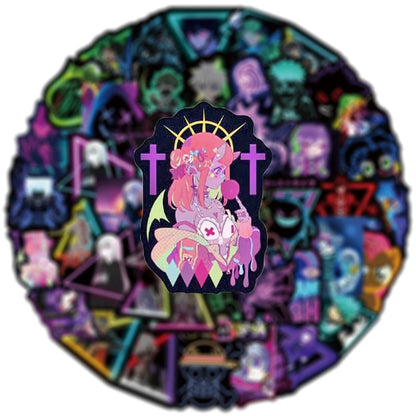 50PCS Hot Anime Mix Creative Cool Personality Neon Sticker Sticker/My Hero Academy/Mobile Cartoon Sticker