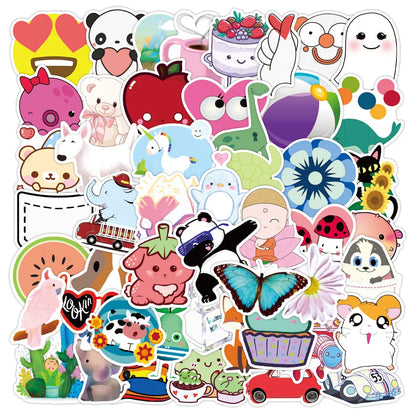 50PCS Cute Cartoon Decorative Stickers Laptop Guitar Water Cup Mobile Phone Skateboard Waterproof Stickers
