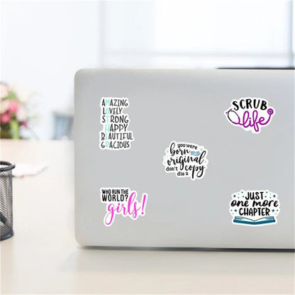 50PCS Cartoon Creative Color Letter Mobile Phone Shell Graffiti Diary Skateboard Decoration Waterproof Stickers