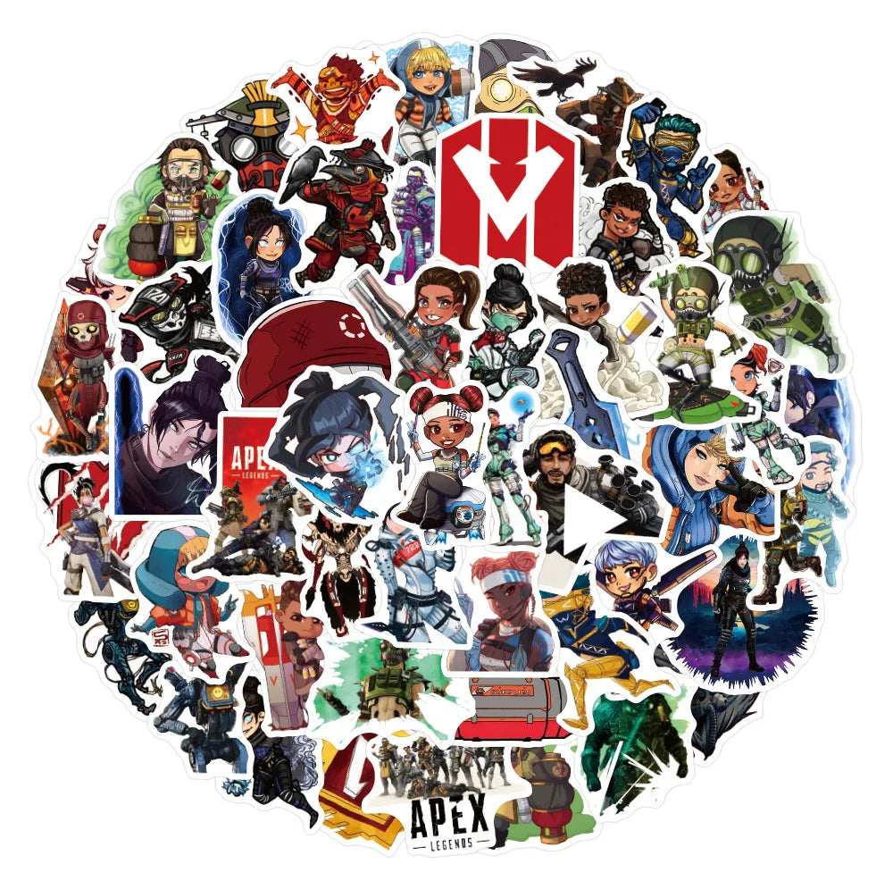 50pcs Game Apex Legends Stickers DIY Waterproof Luggage  Laptop  Guitar Car Wall Cartoon Sticker Decals Kids Toy