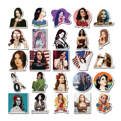 50PCS Singer Lana Del Rey Personalized Fashion Decoration Graffiti Waterproof Sticker Notebook RefrigeratorHelmet