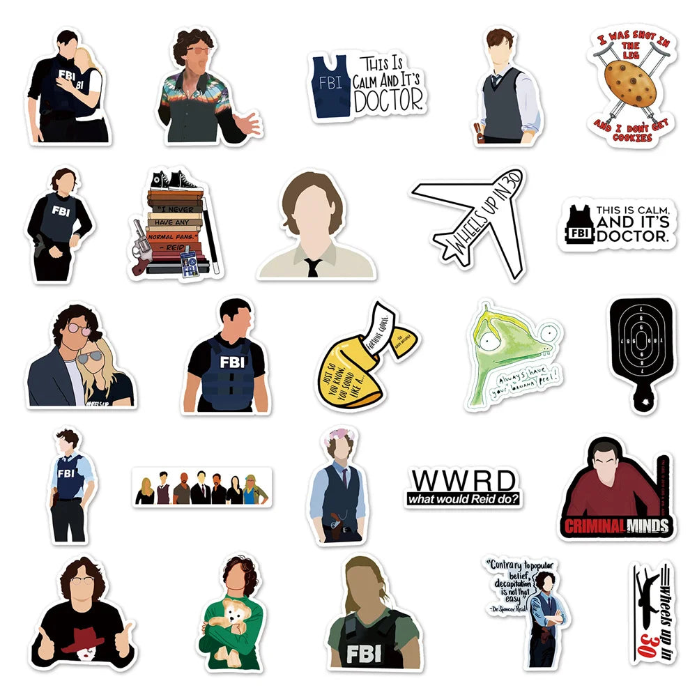 50PCS American Drama Criminal Mind Graffiti Sticker Scrapbook Mobile Phone Case Suitcase Scooter Sticker